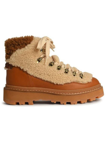 Moncler 'Peka' Beige Leather Boots - MONCLER - BALAAN 1