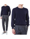 Wool Cashmere Knit Top Navy - BRUNELLO CUCINELLI - BALAAN 3