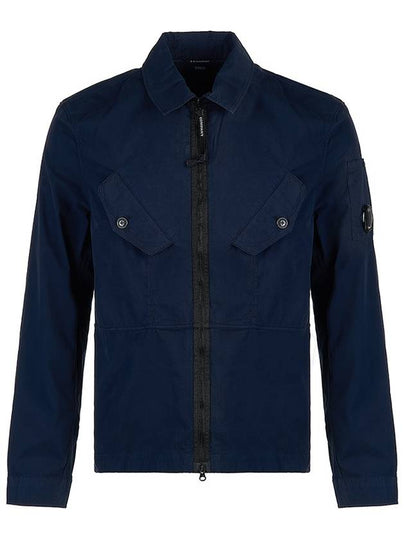 Men's Lens Wappen Two Pocket Zip Up Shirt Jacket Navy - CP COMPANY - BALAAN 2