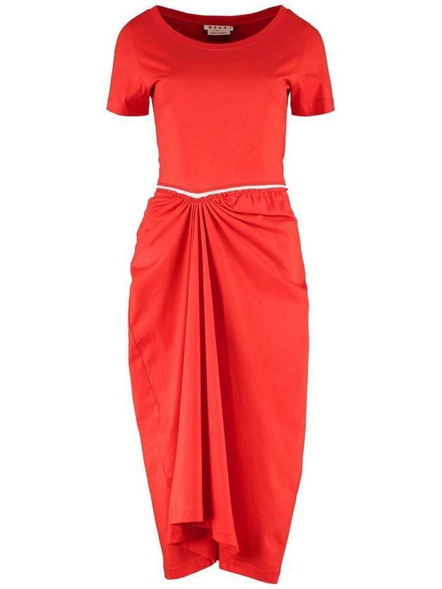 Drape Jersey Long Dress Red - MARNI - BALAAN 1