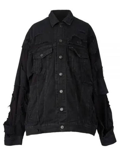 Unity Sports Icon Patchwork Denim Jacket Black - BALENCIAGA - BALAAN 2