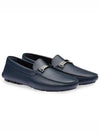 Logo Saffiano Leather Driving Shoes Baltic Blue - PRADA - BALAAN 4