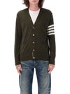 Men's Sustainable Classic Diagonal Wool Cardigan Dark Green - THOM BROWNE - BALAAN 2