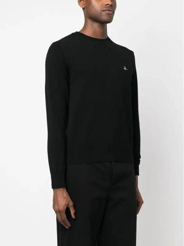 Logo Crew Neck Wool Knit Top Black - VIVIENNE WESTWOOD - BALAAN 4