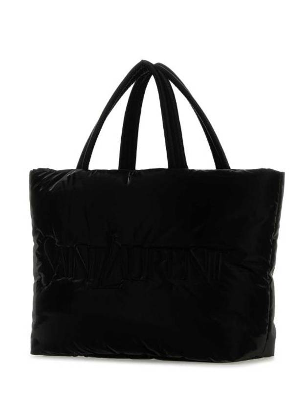 Silktech Canvas Tote Bag Black - SAINT LAURENT - BALAAN 3