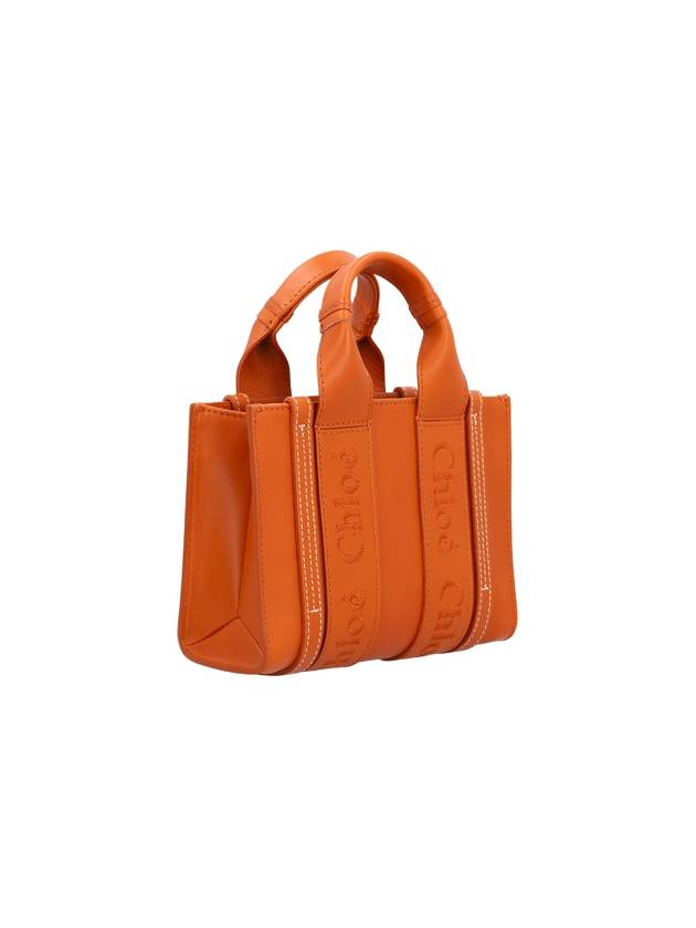 Woody Logo Calf Leather Mini Tote Bag Brown - CHLOE - BALAAN 3