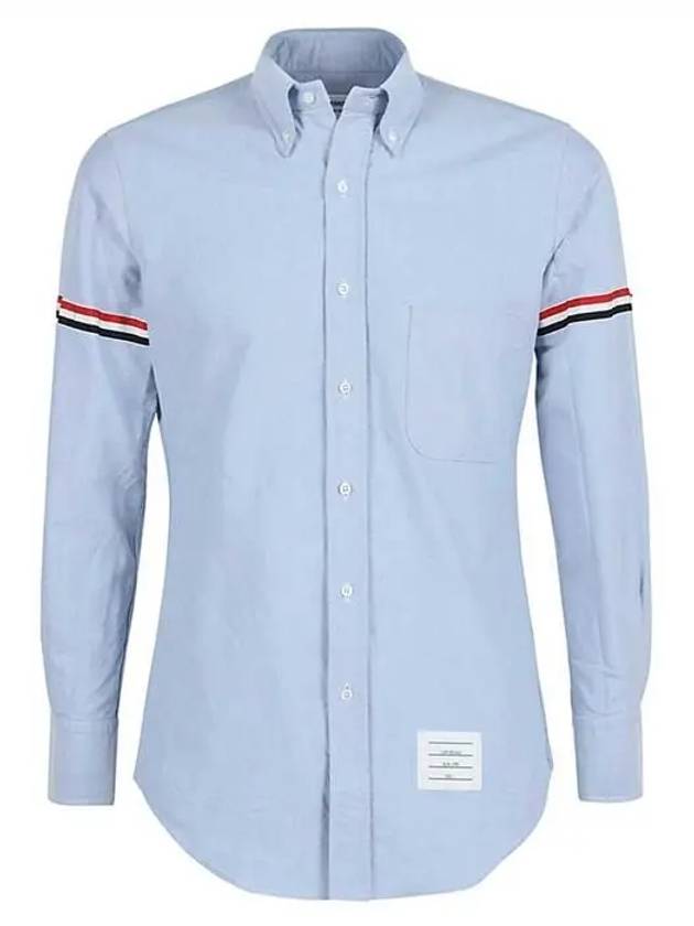 Oxford Striped Grosgrain Armband Classic Long Sleeve Shirt Light Blue - THOM BROWNE - BALAAN 2