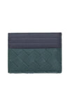 Intrecciato Two-Tone Card Wallet Black Green - BOTTEGA VENETA - BALAAN 1