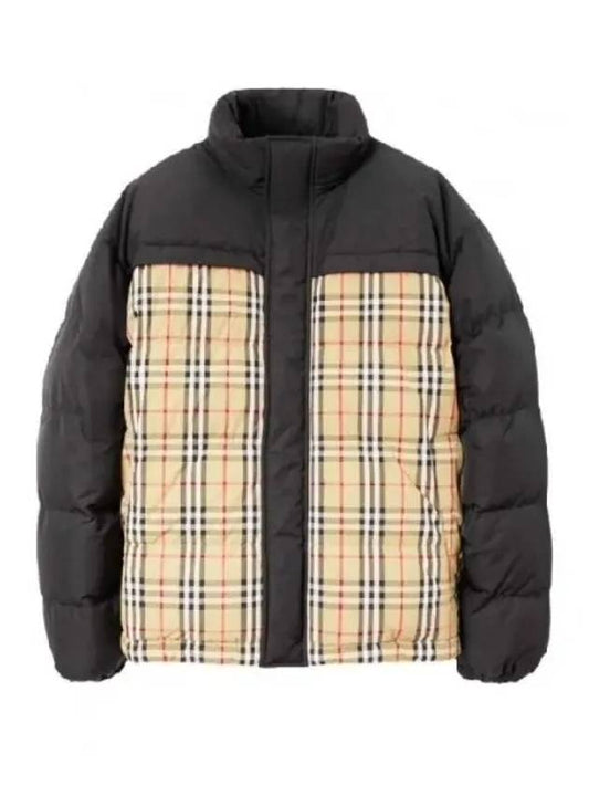 H Men's Reversible Down Puffer Jacket Beige - BURBERRY - BALAAN 2