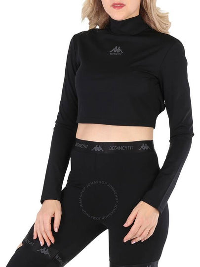 Kappa X Befancyfit Ladies Black Turtleneck Cut-Out Cropped Stretch Top - KAPPA KONTROLL - BALAAN 2