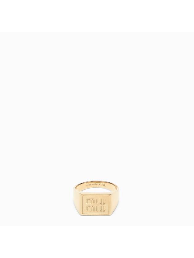 Engraved Logo Signet Metal Ring Gold - MIU MIU - BALAAN 2