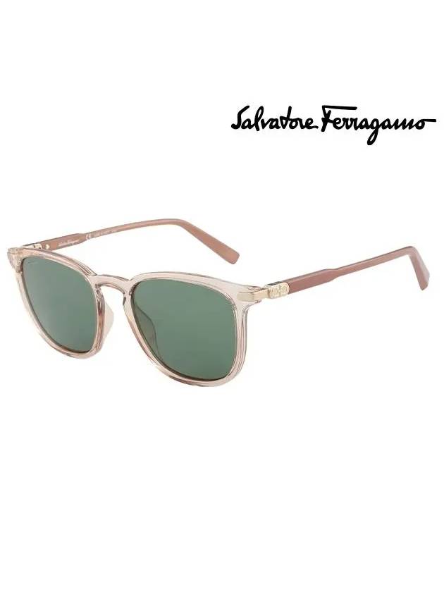 Eyewear Logo Square Sunglasses Champagne Green - SALVATORE FERRAGAMO - BALAAN 2