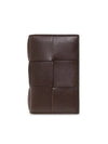 Intrecciato Cassette Leather Flap Card Wallet Brown - BOTTEGA VENETA - BALAAN 1