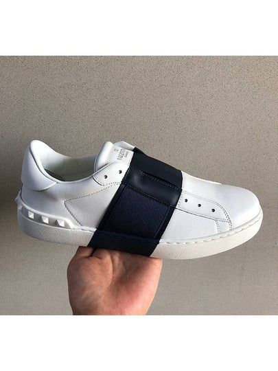 Men's Rockstud Banding Navy Block Sneakers White - VALENTINO - BALAAN 2