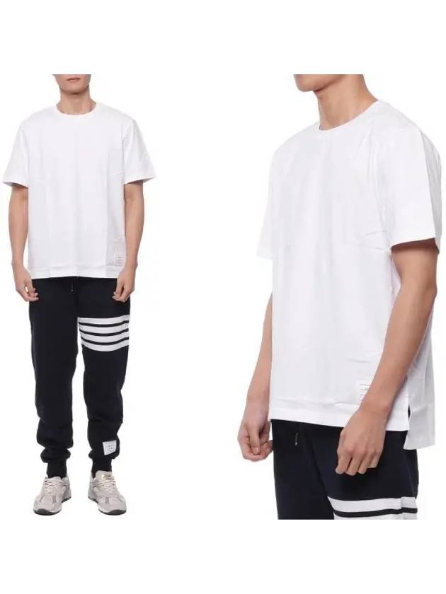 Men's Side Slit Relaxed Short Sleeve T-Shirt White - THOM BROWNE - BALAAN 2