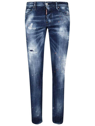 Men's Painting Patch Skinny Jeans Blue - DSQUARED2 - BALAAN 1