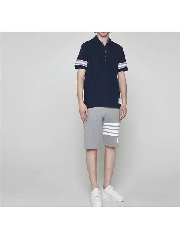 Men's RWB Stripe Cotton Polo Shirt Navy - THOM BROWNE - BALAAN 7