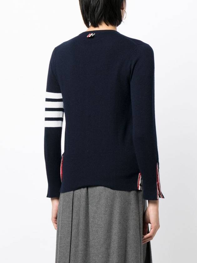 Cashmere Crew Neck Cardigan Navy - THOM BROWNE - BALAAN 5