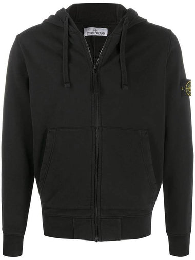 Wappen Patch Zip Up Hoodie Black - STONE ISLAND - BALAAN 1