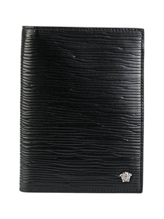 Black Leather Medusa Passport Wallet DPU6061 - VERSACE - BALAAN 1