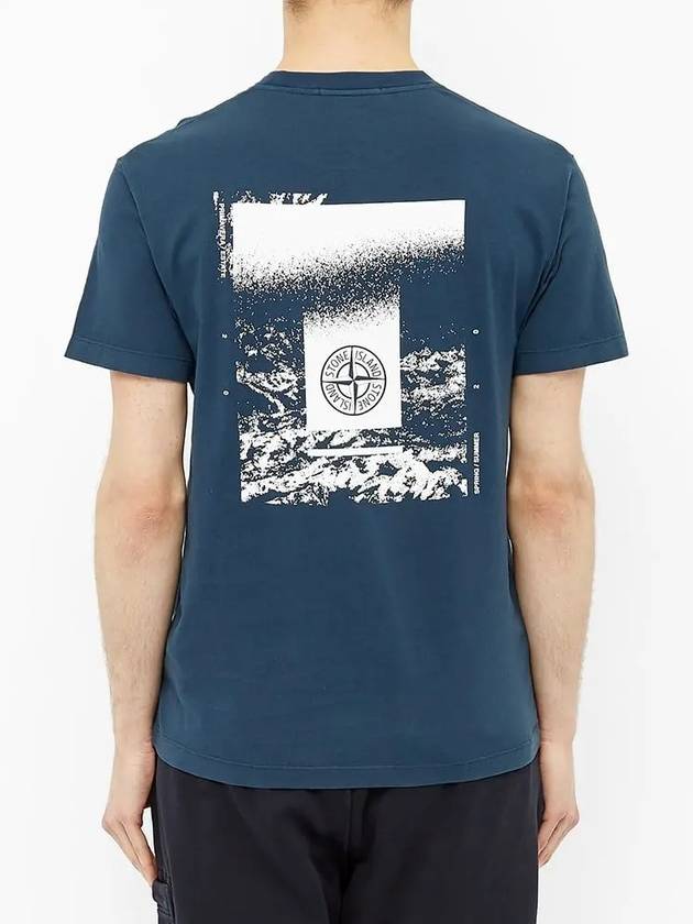 Men's Chest Logo Back Print Short Sleeve T-Shirt Navy - STONE ISLAND - BALAAN 4