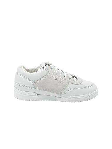 Lettering Two Tone Sneakers Suede Calfskin White - CHANEL - BALAAN 1