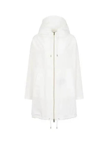 Women s Welt Pocket Drawstring Zip up Coat White 270721 - HERNO - BALAAN 1