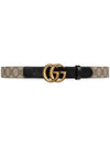 Double G Buckle Leather Belt Grey - GUCCI - BALAAN 2