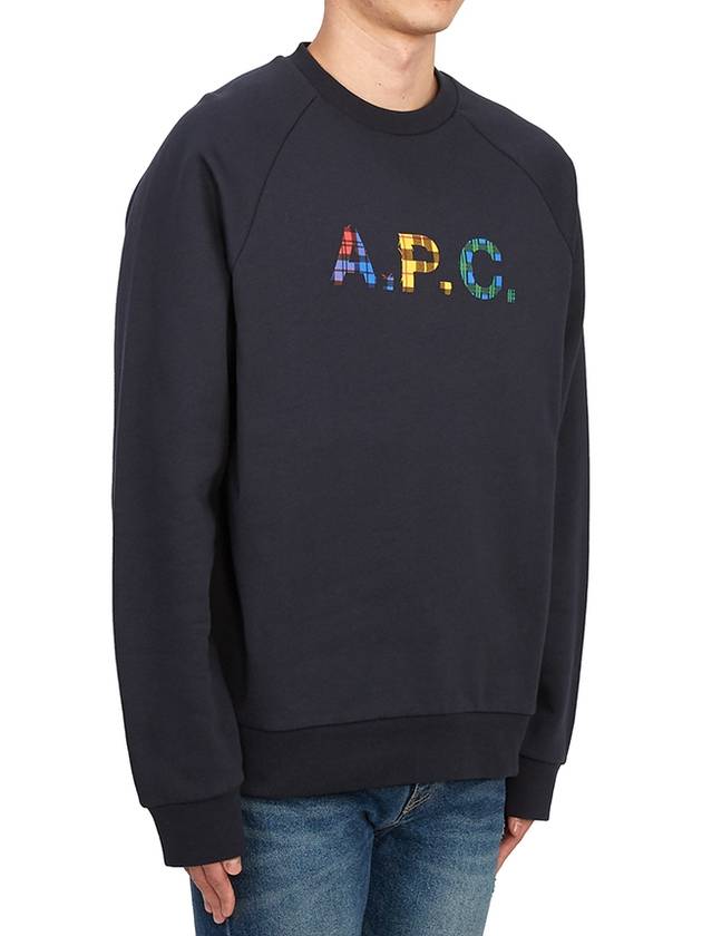 Shaun Tartan Check Logo Sweatshirt Navy - A.P.C. - BALAAN 6