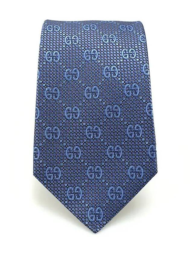 Men's GG Dot Pattern Silk Necktie Blue - GUCCI - BALAAN 3