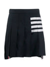 4 Bar Plain Weave Mini Pleated Skirt Navy - THOM BROWNE - BALAAN 2