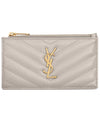 Monogram Fragment Zipper Card Wallet Beige - SAINT LAURENT - BALAAN 1