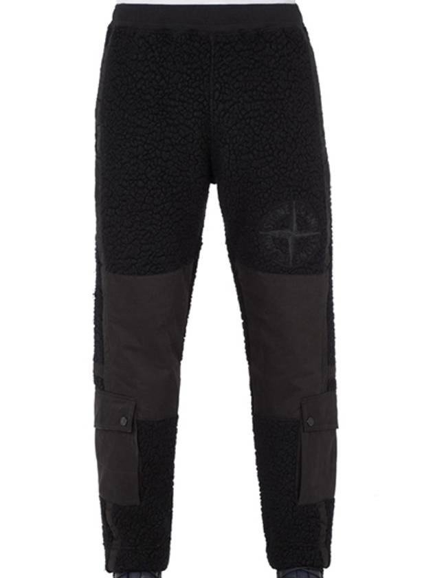 Embroidered Logo Furry Wool Track Pants Black - STONE ISLAND - BALAAN 2