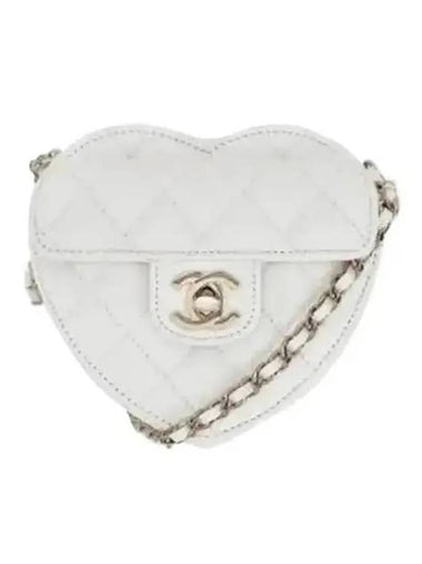 Heart Mini Chain Coin Purse White - CHANEL - BALAAN 1