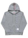 Center Back Stripe Cotton Zip Up Hoodie Light Grey - THOM BROWNE - BALAAN 4