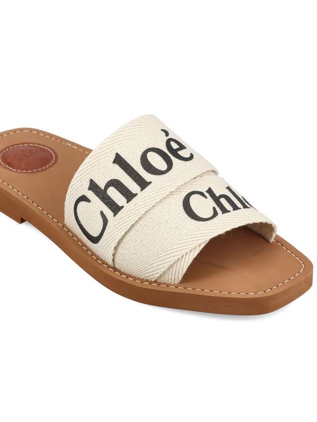 Woody Logo Flat Mule Slippers White - CHLOE - BALAAN 5