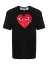 Red Big Heart Print Short Sleeve T-Shirt Black - COMME DES GARCONS - BALAAN 2