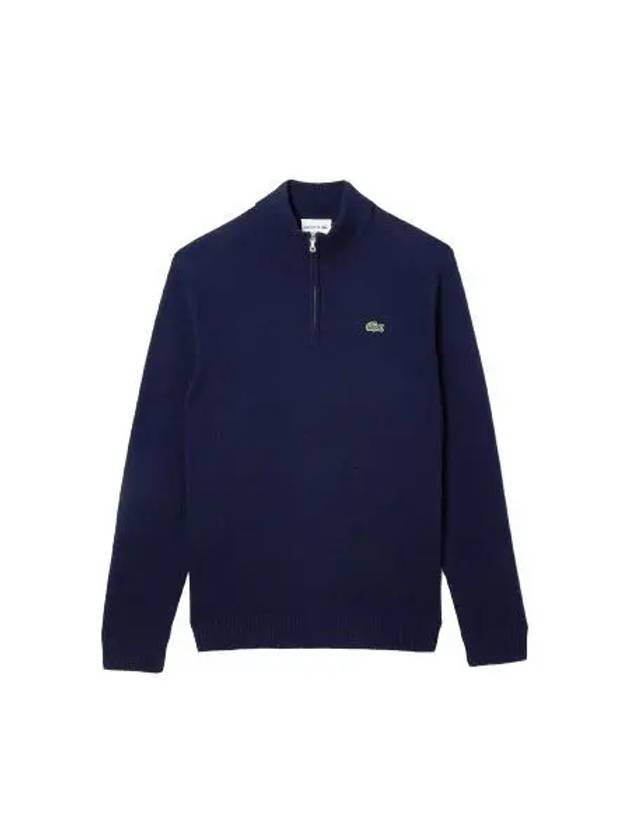 Logo Patch Half Zip Knit Top Navy - LACOSTE - BALAAN 2