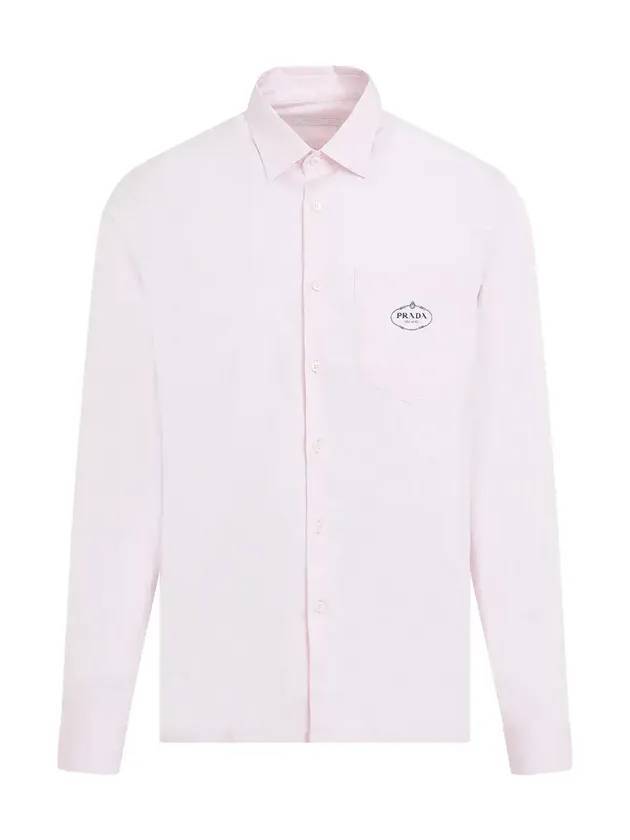 Cotton Long Sleeve Shirt Sky Pink - PRADA - BALAAN 1