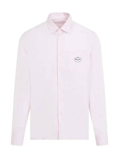 Cotton Long Sleeve Shirt Sky Pink - PRADA - BALAAN 1