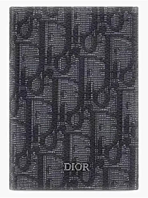 Bi-Fold Card Holder Black  Oblique Jacquard - DIOR - BALAAN 2