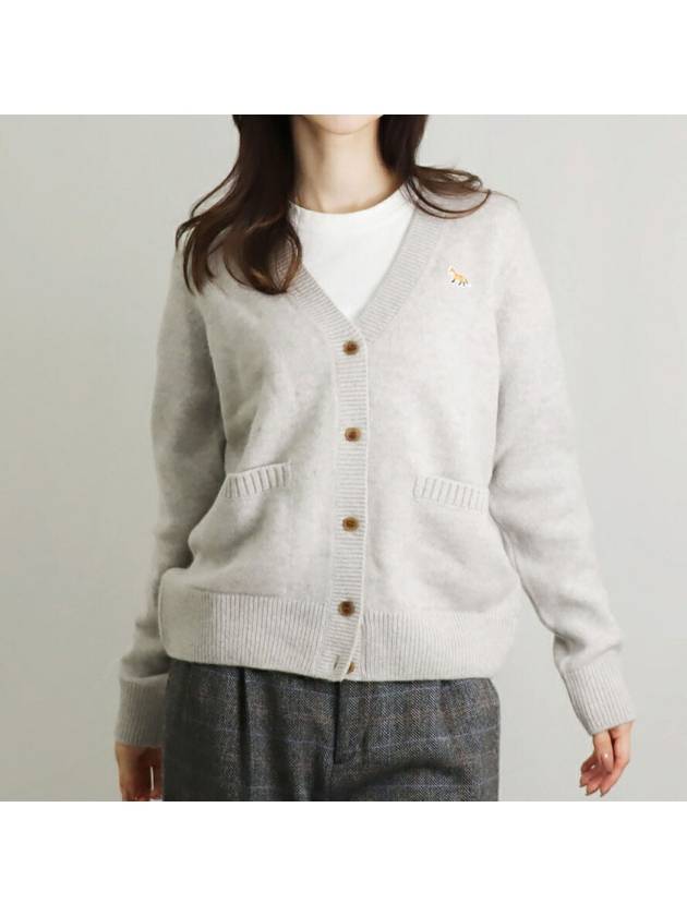 Baby Fox Patch Boxy Cardigan Light Grey Melange - MAISON KITSUNE - BALAAN 4