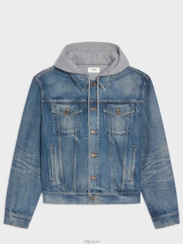 Oversized Trucker Denim Jacket Blue - CELINE - BALAAN 4