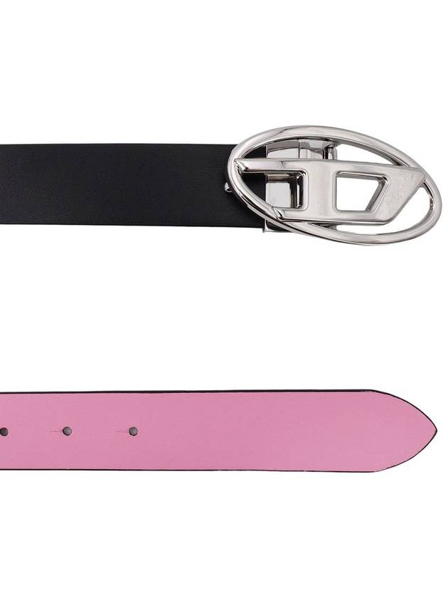 'B-1Dr Rev' Black Reversible Belt With Oval D Buckle In Leather Woman - DIESEL - BALAAN 4