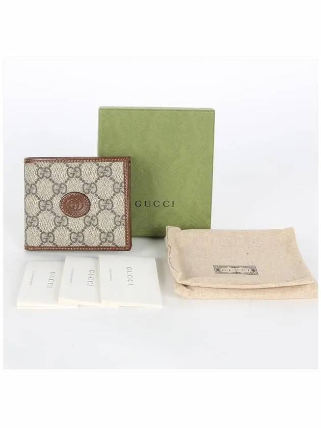 GG Supreme Interlocking Half Wallet Brown - GUCCI - BALAAN 7