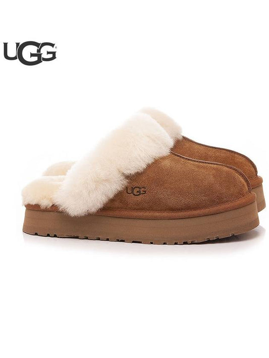 Women's Diskett Fleece Platform Slippers Brown - UGG - BALAAN.