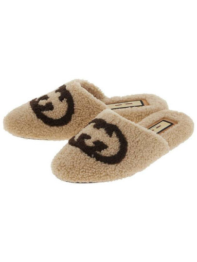 Interlocking G Wool Slide Slippers Beige - GUCCI - BALAAN 2