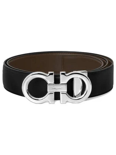 Reversible Gancini Leather Belt Black - SALVATORE FERRAGAMO - BALAAN 2