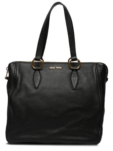 Vitello Caribe Shopper Bag RR1787 UXP F0002 Black - MIU MIU - BALAAN 1