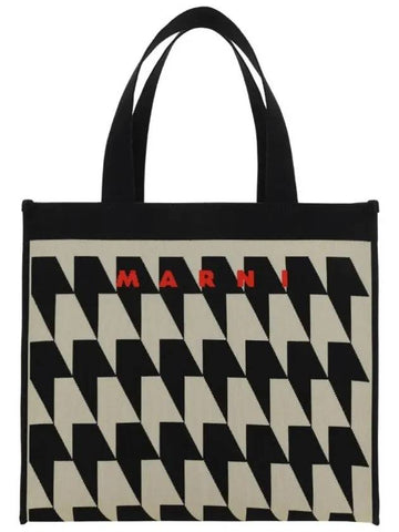 houndstooth jacquard tote bag beige - MARNI - BALAAN 1